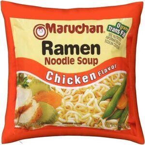 Funny Food Throw Pillow Cover 18x18 Velvet Soft Ramen Noodle Cushion for Sofa Be